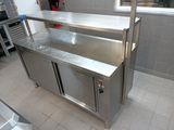 a stainless steel counter in a commercial kitchen