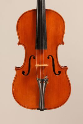a close up of a violin with a bow on a white background