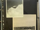 an old black and white photo of an airplane flying over a field