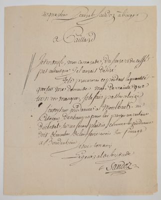 une lettre manuscrite écrite à l'encre noire