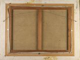 an image of a painting of a window with a brown frame