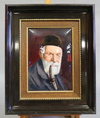 painting of an old man with a pipe in his mouth