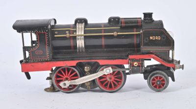 J de P, locomotive type 120 noire à pare-fumée, réseau Nord,…