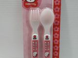two plastic utensils and a fork in the package