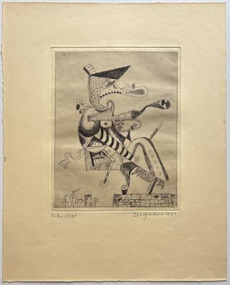 drawing of a man riding a bicycle with a cat on the back