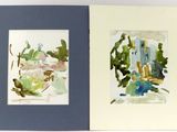 deux aquarelles exposées sur une table