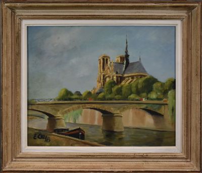 E. COSTES (XXe siècle) - Vue de Notre Dame de Paris