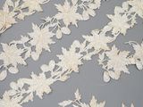a close up of a piece of lace with leaves on it