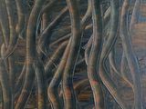 une peinture représentant un groupe d'arbres dans les bois