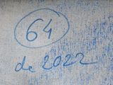 a drawing of a number on the side of a building