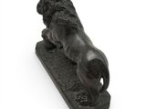 statue of a lion on a base on a white background