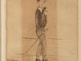 drawing of a man in a top hat with a cane in his hand