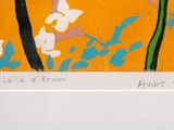 a picture of a painting of flowers on an orange background