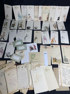 many different types of cards and envelopes on the table