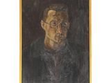 tableau représentant un homme portant des lunettes et une chemise noire