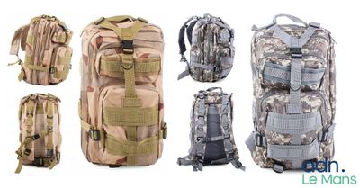 différents modèles de sacs à dos militaires sur fond blanc