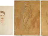 trois dessins représentant un homme et une femme dans différentes poses