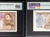 deux billets de banque sur lesquels figurent les portraits d'un homme et d'une femme