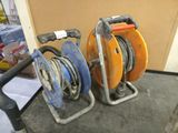 two reels on a cart in a room