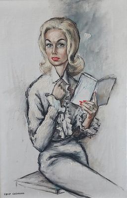 tableau représentant une femme assise sur un banc, en train de lire un livre