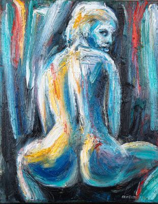 Laurent CHIMENTO (né en 1974). "La nuit est verte", huile su…