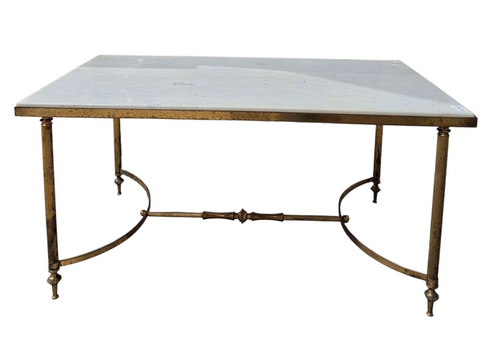 Table basse piètement laiton, acc 87 x 42 x 45cm