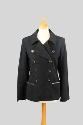 SONIA RYKIEL. Veste en laine noire grattée d'arabesques fleu… - Photo 1