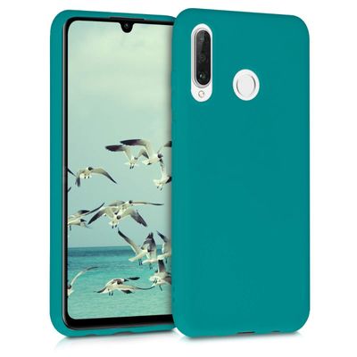 the back of a green samsung s9 lite phone case with seagulls flying in the sky