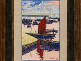 an image of a painting of a sailboat on the water