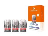 trois capsules de vapotage transparentes devant une boîte de capsules de vapotage orange