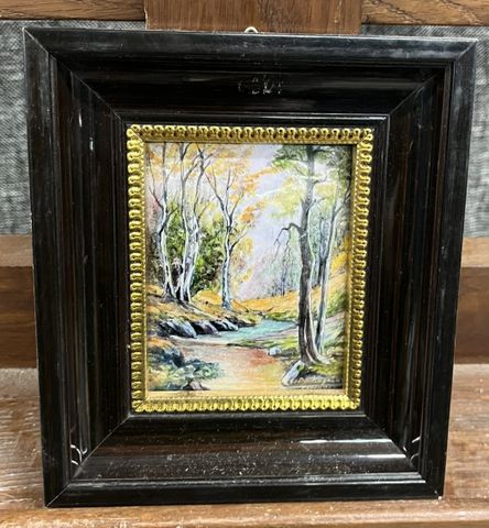 Email de Limoges « Paysage » signé Daniel CHAZELAS. 8 x 6,5 cm 