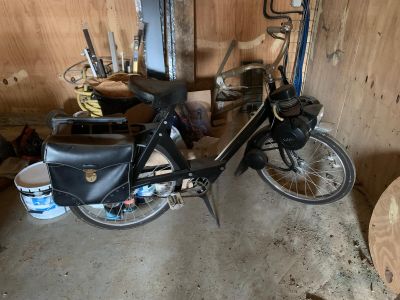 a bike that is parked in a garage