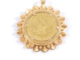 an image of a close up of a gold coin on a white background