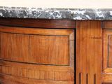 a marble top on a wooden cabinet with a marble top