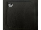 a close up view of a black square shower tray