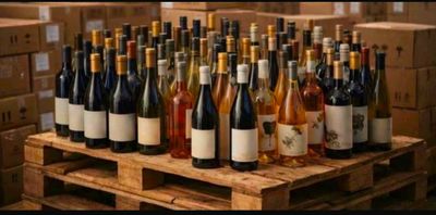 de nombreuses bouteilles de vin posées sur une palette en bois