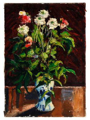Gaston SÉBIRE (1920-2001) Nature morte, vase de roses, 1952
