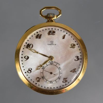 a close up of a gold pocket watch with numbers on it