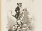 un vieux livre sur lequel figure l'image d'un homme en costume de pirate posé sur un autre livre