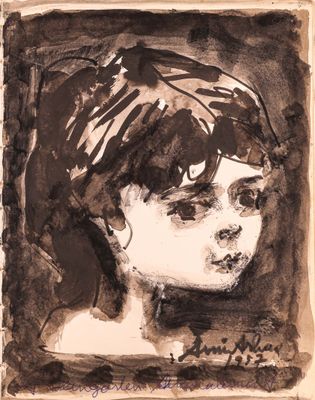 une image représentant le dessin d'une femme portant un bandeau
