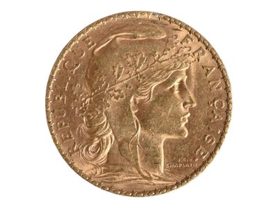 Pièce de 20 francs or au coq, 1907. Petites usures. - Photo 1