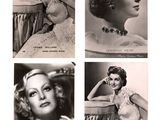 four black and white photos of a woman in a dress