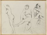 drawing of a group of nudes in various poses