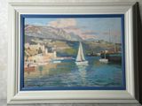une peinture d'un voilier sur l'eau