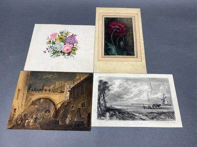 Ensemble de quatre dessins Ecole FRANCAISE vers 1900