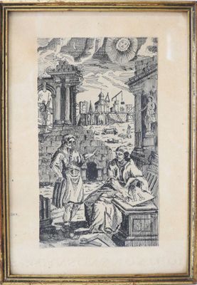 une image représentant un dessin d'un homme et d'une femme assis devant un bâtiment