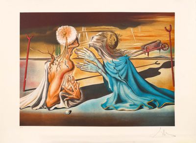 une image représentant un tableau où l'on voit deux femmes assises par terre