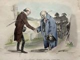 a drawing of a man shaking another man ' s hand