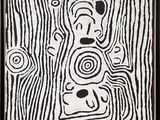 a black and white drawing of a person in a square