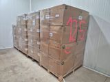 a large stack of boxes sitting on a pallet in a warehouse
